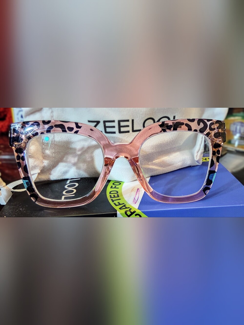 ZEELOOL Malcom Pink Leopard & Matte Brown Speckled Square Frames